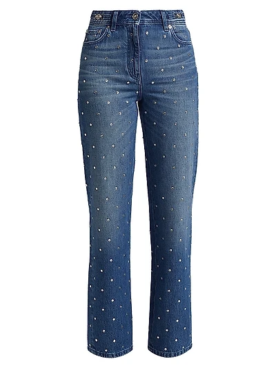 Embellished Straight-Leg Mid-Rise Jeans