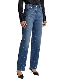 Embellished Straight-Leg Mid-Rise Jeans