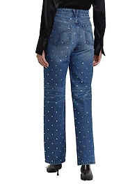 Embellished Straight-Leg Mid-Rise Jeans