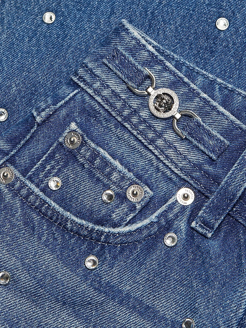 Embellished Straight-Leg Mid-Rise Jeans