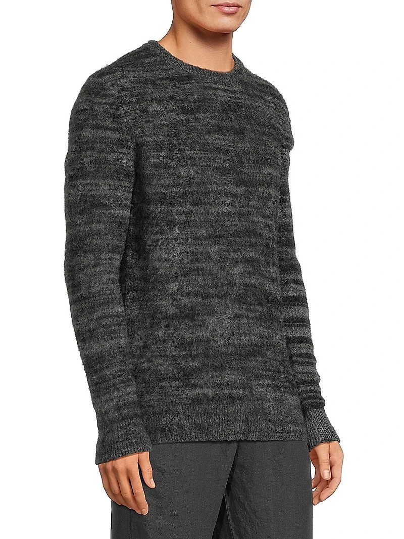 Melange Brushed Cashmere Crewneck Sweater