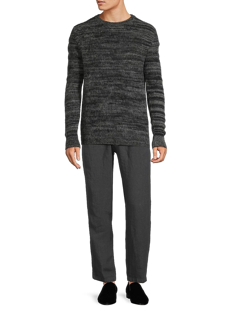 Melange Brushed Cashmere Crewneck Sweater