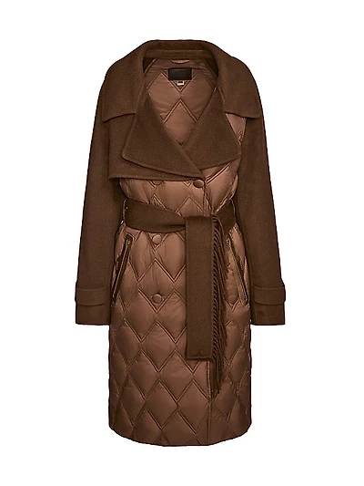 Zoe Quilted Double-Breasted Trench Coat