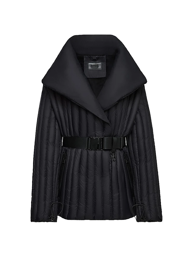 Ines T Quilted Down Shawl-Collar Jacket