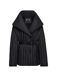 Ines T Quilted Down Shawl-Collar Jacket