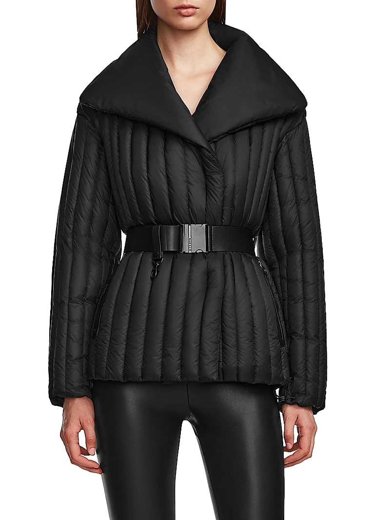 Ines T Quilted Down Shawl-Collar Jacket