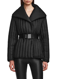 Ines T Quilted Down Shawl-Collar Jacket