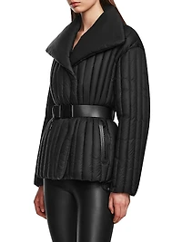 Ines T Quilted Down Shawl-Collar Jacket