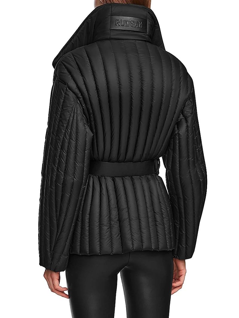 Ines T Quilted Down Shawl-Collar Jacket