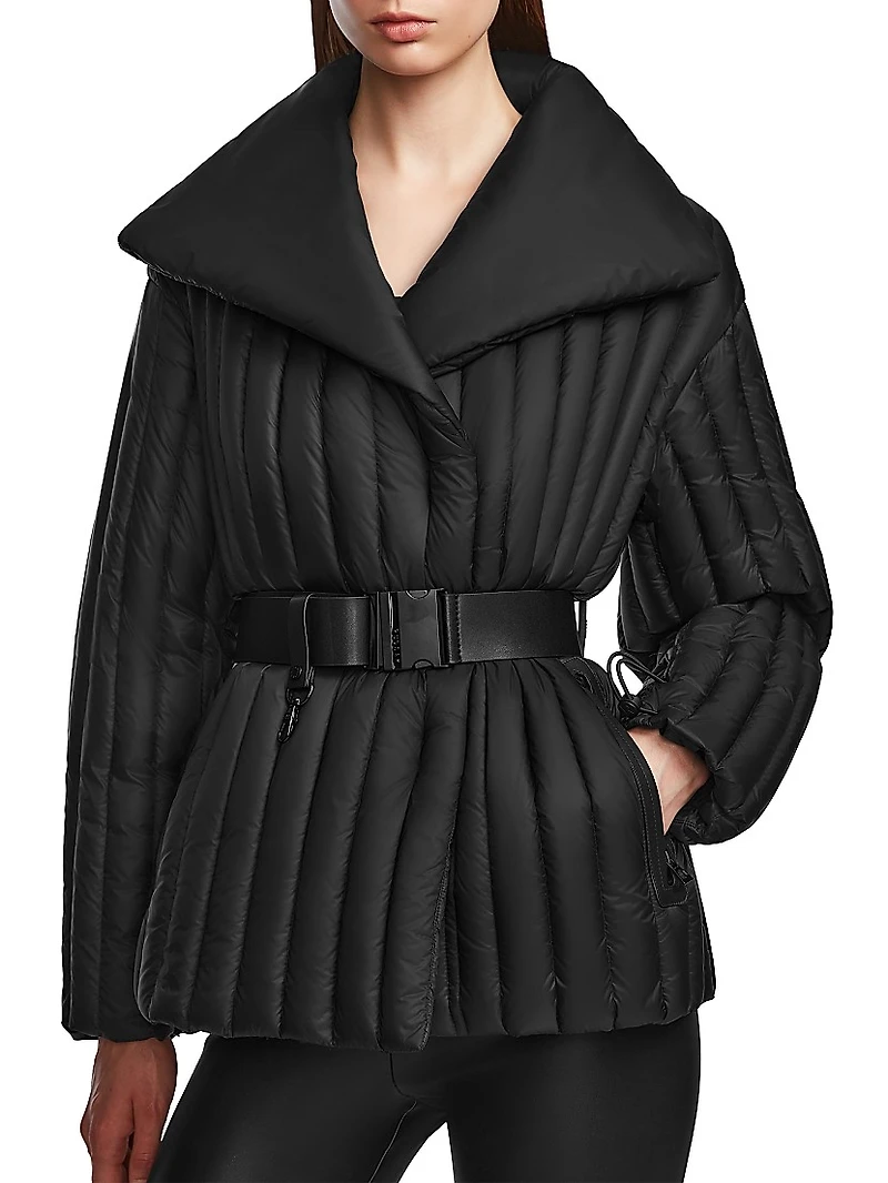 Ines T Quilted Down Shawl-Collar Jacket