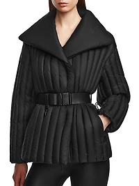 Ines T Quilted Down Shawl-Collar Jacket