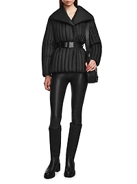 Ines T Quilted Down Shawl-Collar Jacket
