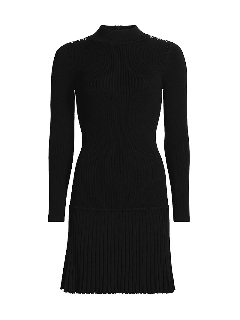 Knit Pleated-Hem Minidress