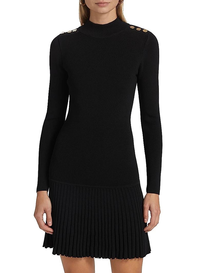 Knit Pleated-Hem Minidress
