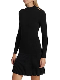 Knit Pleated-Hem Minidress