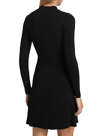 Knit Pleated-Hem Minidress