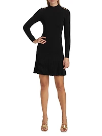 Knit Pleated-Hem Minidress