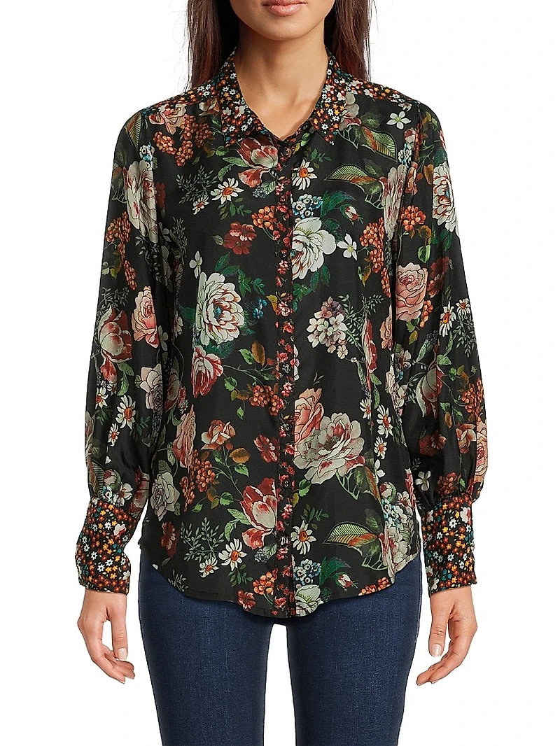 Yrene Floral Silk Blouse
