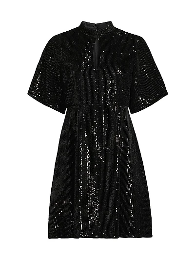 Eve Sequined Short-Sleeve Minidress