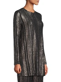 Jenna Metallic Rib-Knit Crewneck Tunic