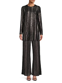 Jenna Metallic Rib-Knit Crewneck Tunic