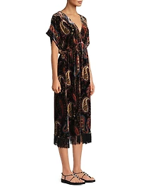 Sezana Paisley Velvet Fringe Dress