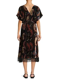 Sezana Paisley Velvet Fringe Dress