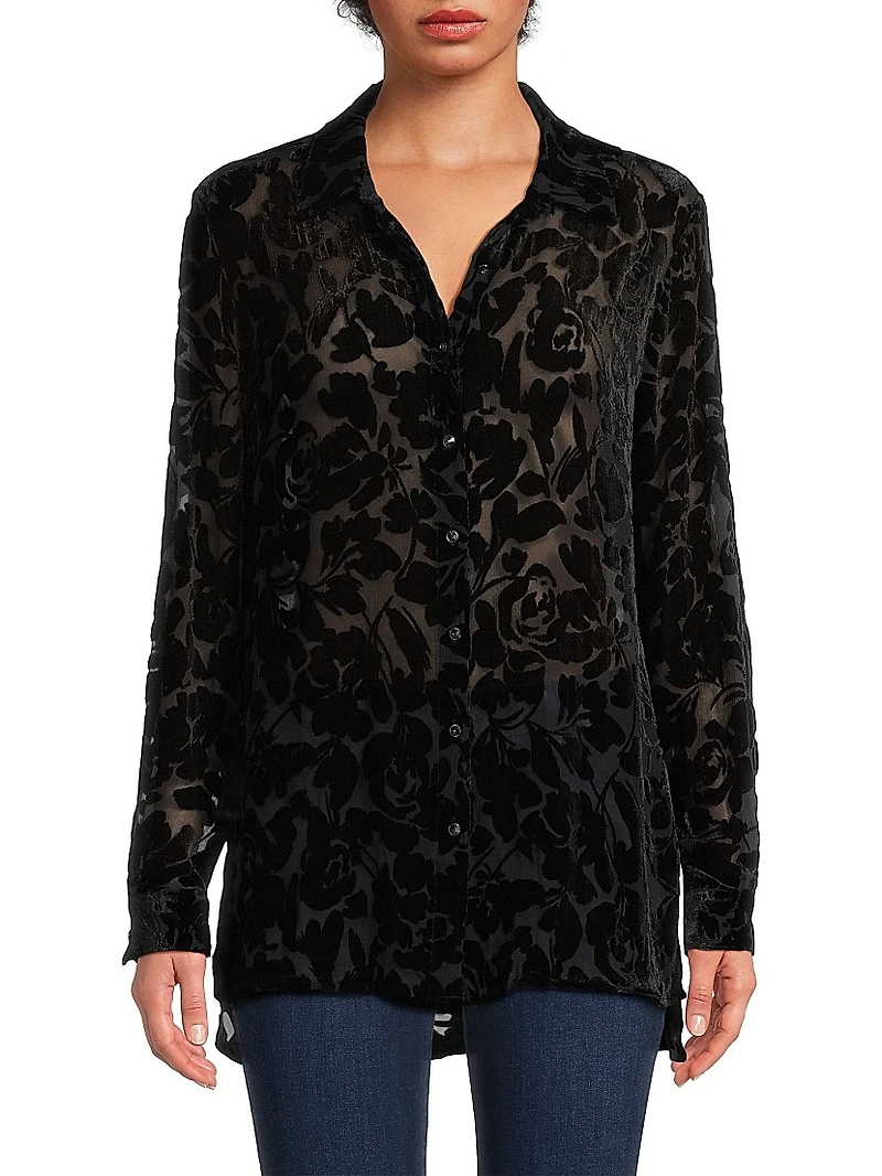 Axelle Floral Velvet Burnout Shirt