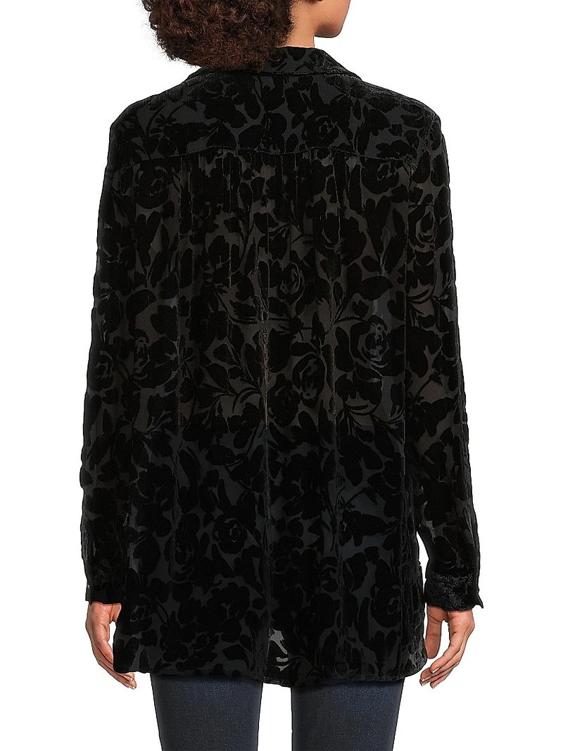 Axelle Floral Velvet Burnout Shirt