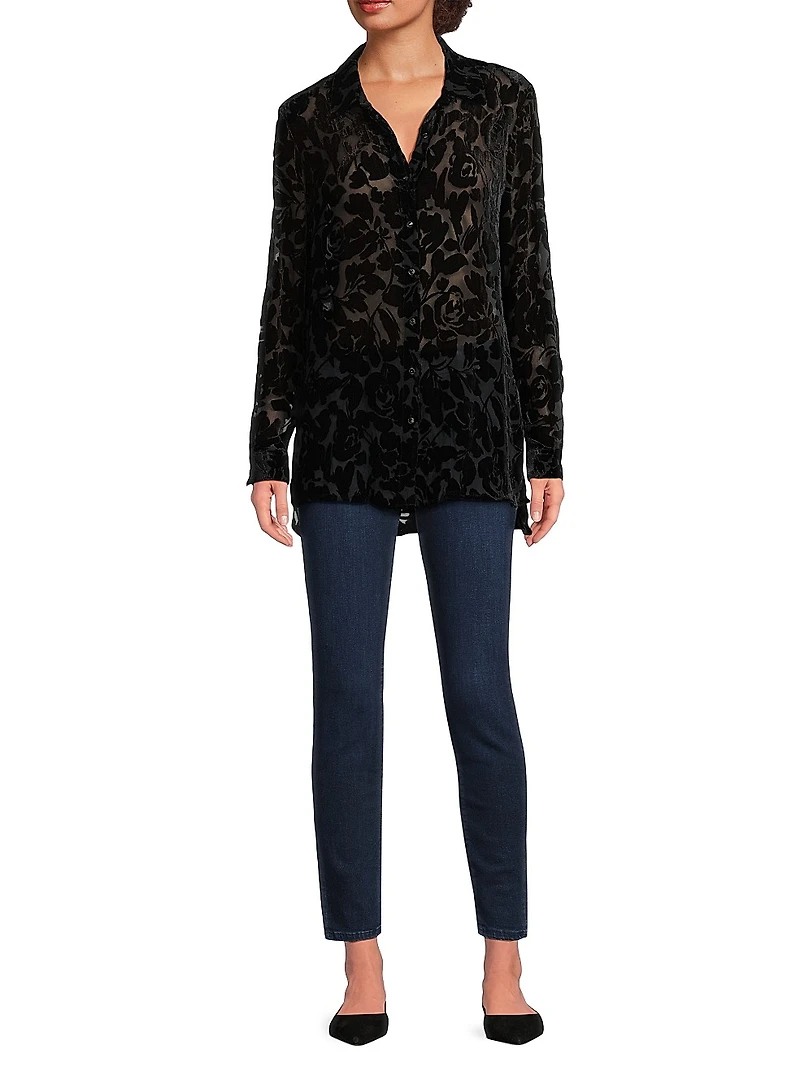 Axelle Floral Velvet Burnout Shirt