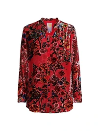 Yoella Floral Velvet Burnout Shirt