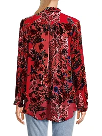 Yoella Floral Velvet Burnout Shirt