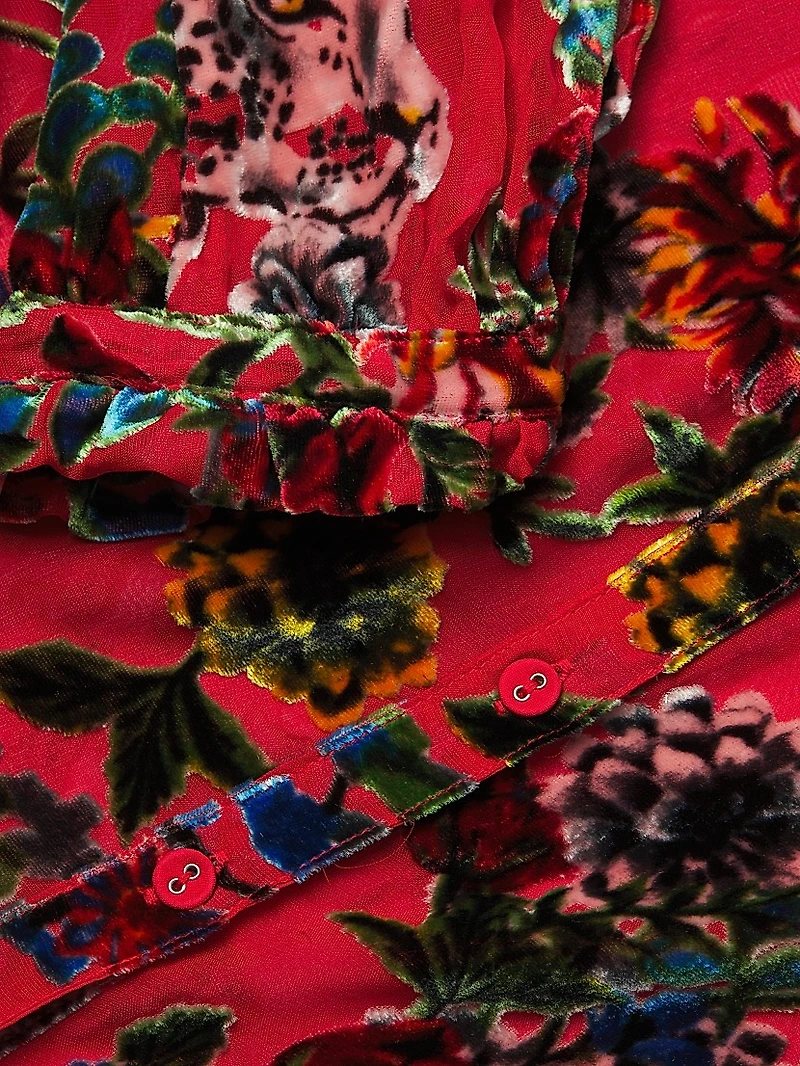 Yoella Floral Velvet Burnout Shirt