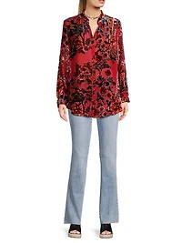 Yoella Floral Velvet Burnout Shirt