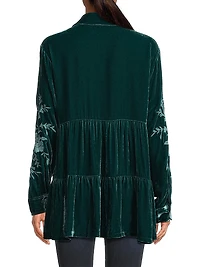 Lenon Embroidered Velvet Tiered Tunic