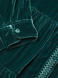 Lenon Embroidered Velvet Tiered Tunic