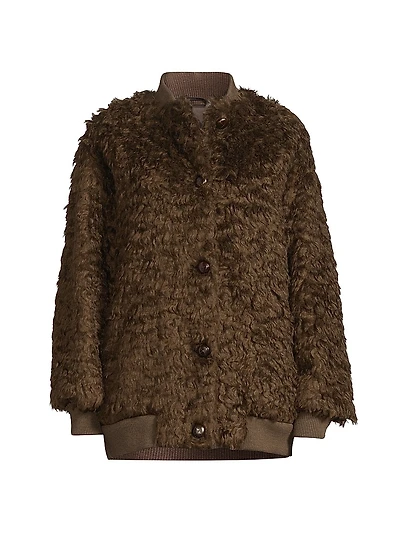 Agiate Faux-Shearling Button-Front Coat