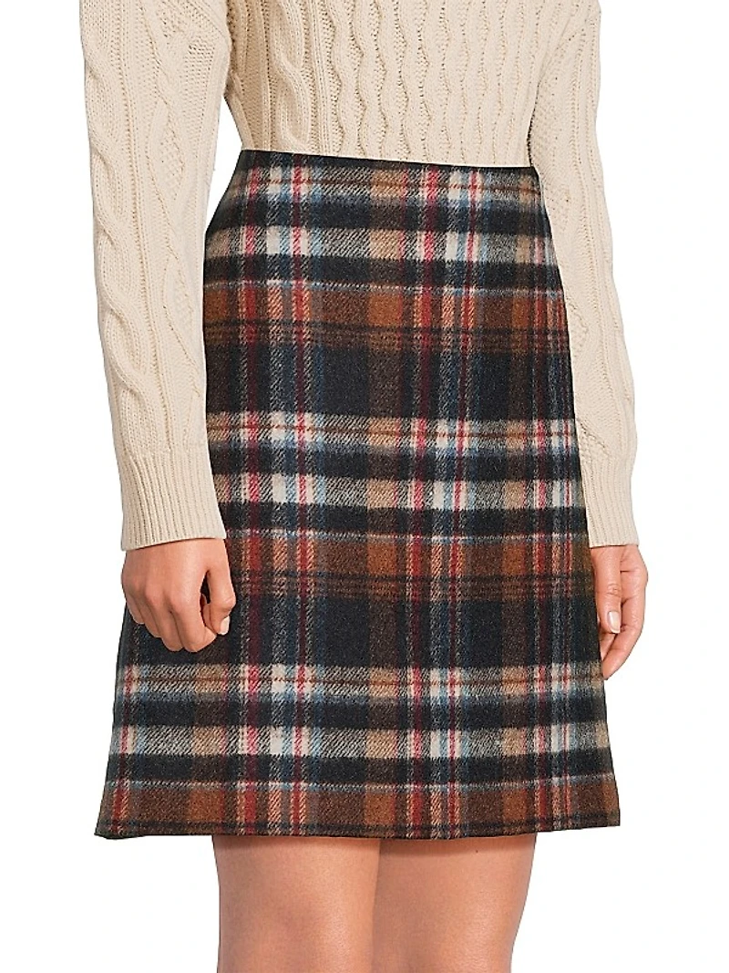 Epoca Plaid Virgin Wool A-Line Miniskirt