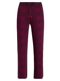 Birdseye Plaid High-Rise Straight-Leg Pants