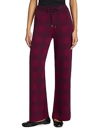 Birdseye Plaid High-Rise Straight-Leg Pants