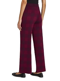 Birdseye Plaid High-Rise Straight-Leg Pants