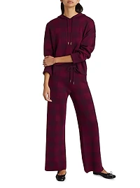 Birdseye Plaid High-Rise Straight-Leg Pants