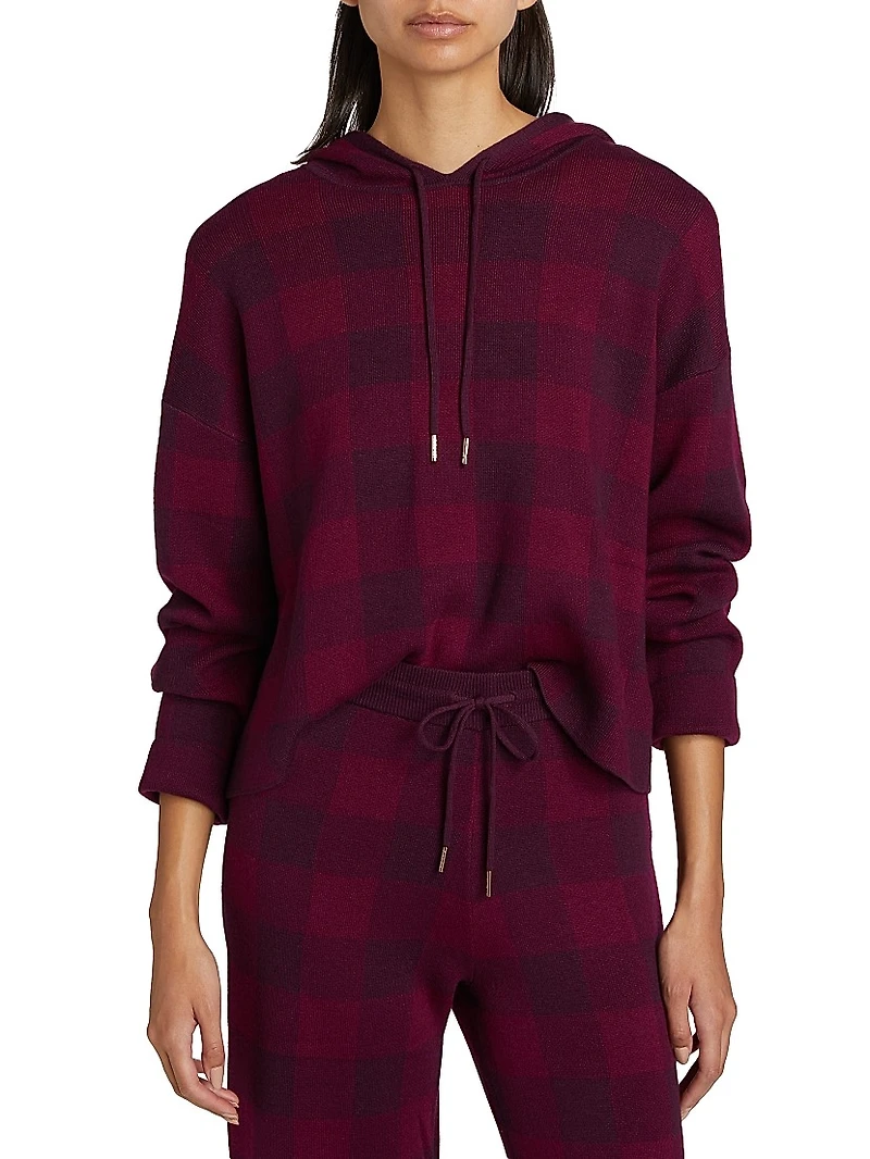 Birdseye Plaid Hooded Sweater