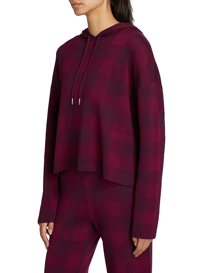 Birdseye Plaid Hooded Sweater