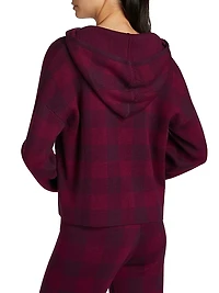 Birdseye Plaid Hooded Sweater