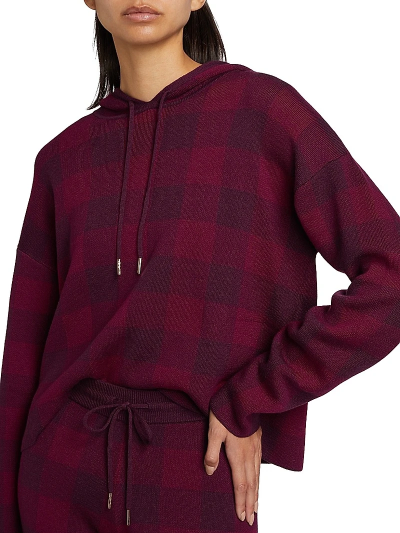Birdseye Plaid Hooded Sweater
