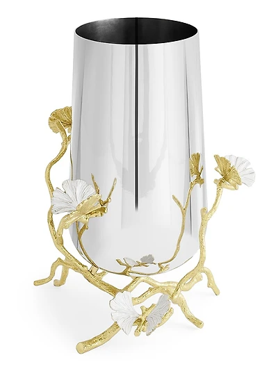 Butterfly Ginkgo Gold Vase