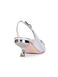 Virgule 55MM Metallic Leather Slingback Pumps