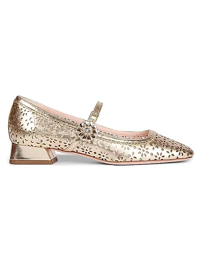 New Tres Vivier Strass Buckle Leather Mary Janes