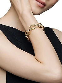 Oval Link Chain Bracelet in 18K Yellow Gold, 17MM